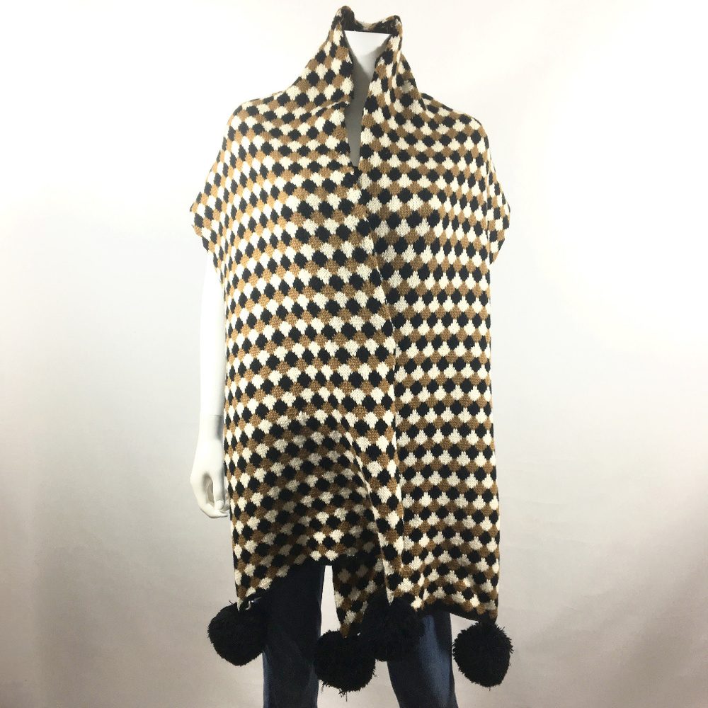 Anthropologie Oversized Hand Knitted Scarf pom pom